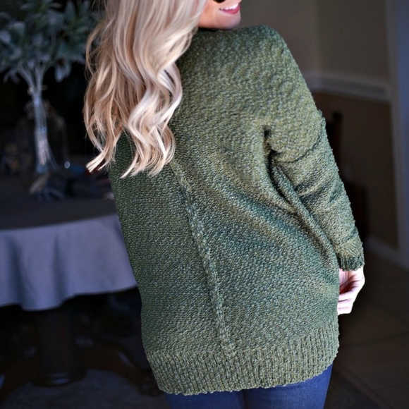 OLIVE CARDIGAN WITH POCKETS - Picture 3 of 3